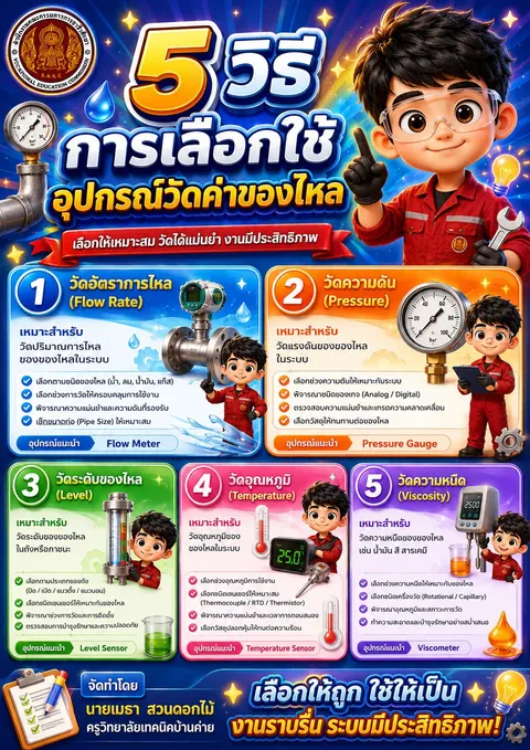 การเลือกใช้อุปกรณ์วัดค่าของไหล