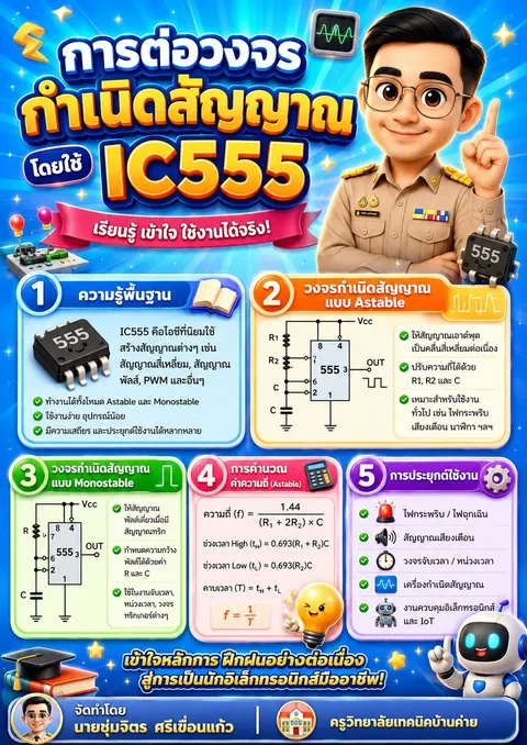 5 ขั้นตอนการต่อวงจรกำเนิดสัญญาณไฟฟ้า