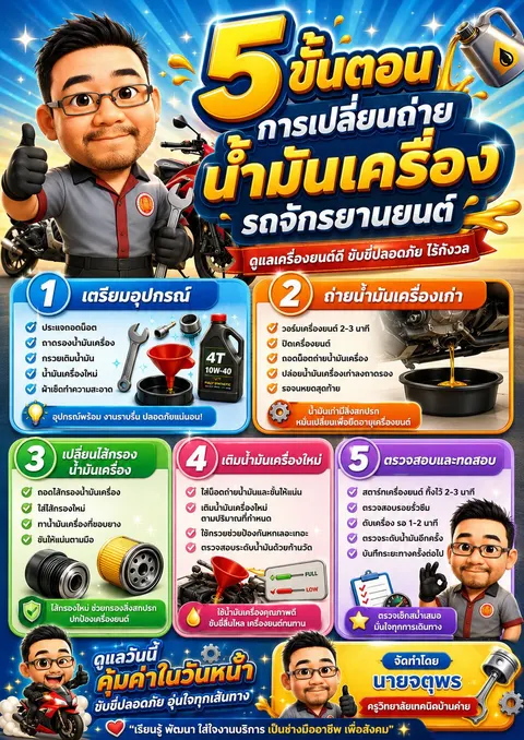 ถ่ายน้ำมันเครื่องรถจักรยานยนต์
