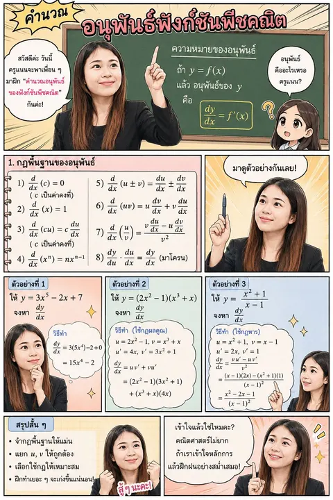 คำนวณอนุพันธ์ฟังก์ชันพีชคณิต