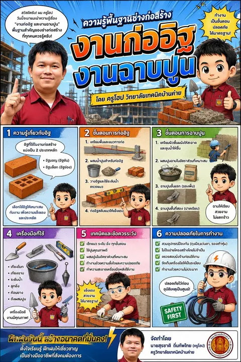 หนังสือการ์ตูนช่องญี่ปุ่น  ให้ความรู้ เรื่อง “งานก่ออิฐ งานฉาบปูน” 