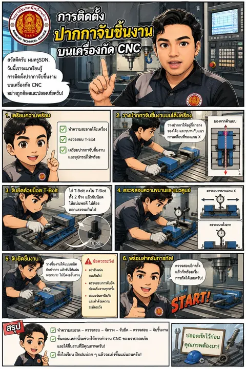 การติดตั้งปากกาจับชิ้นงาน บนเครื่องกัด CNC