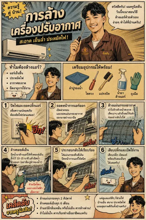 Ai ใบความรู้เรื่องการล้างเครื่องปรับอากาศ