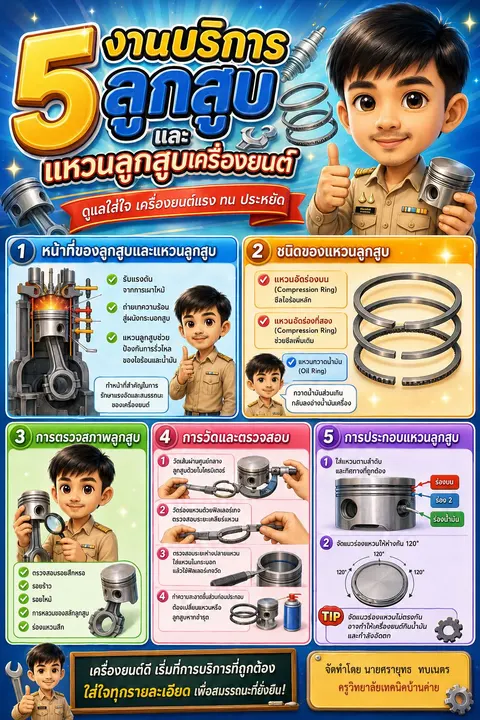5 ขั้นตอนงานบริการแหวนลูกสูบ