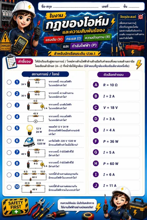 ใบงาน กฎของโอห์ม