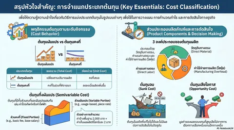 สรุปหัวใจสำคัญการจำแนกบัญชีต้นทุน