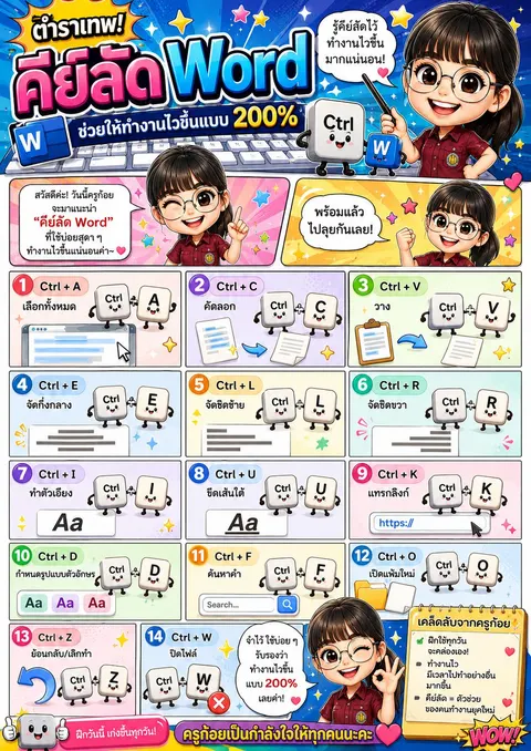 ตำราเทพ คีย์ลัด Word
