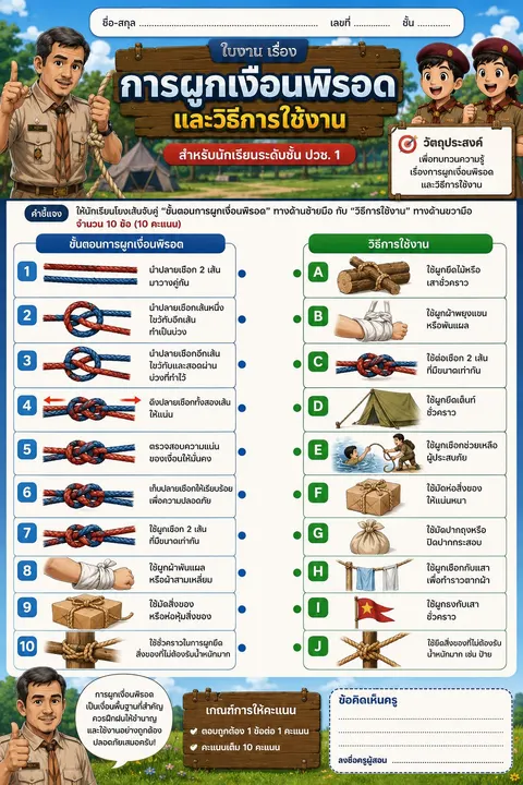 ใบงาน เรื่องเงื่อนเชือก