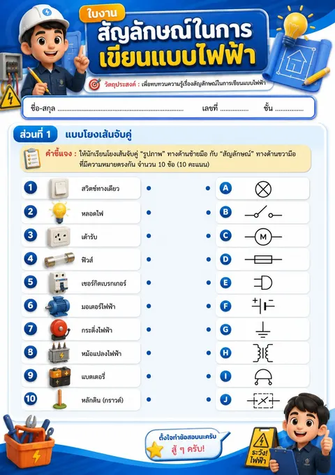 ใบงานเรื่อง สัญลักษณ์การเขียนแบบไฟฟ้า
