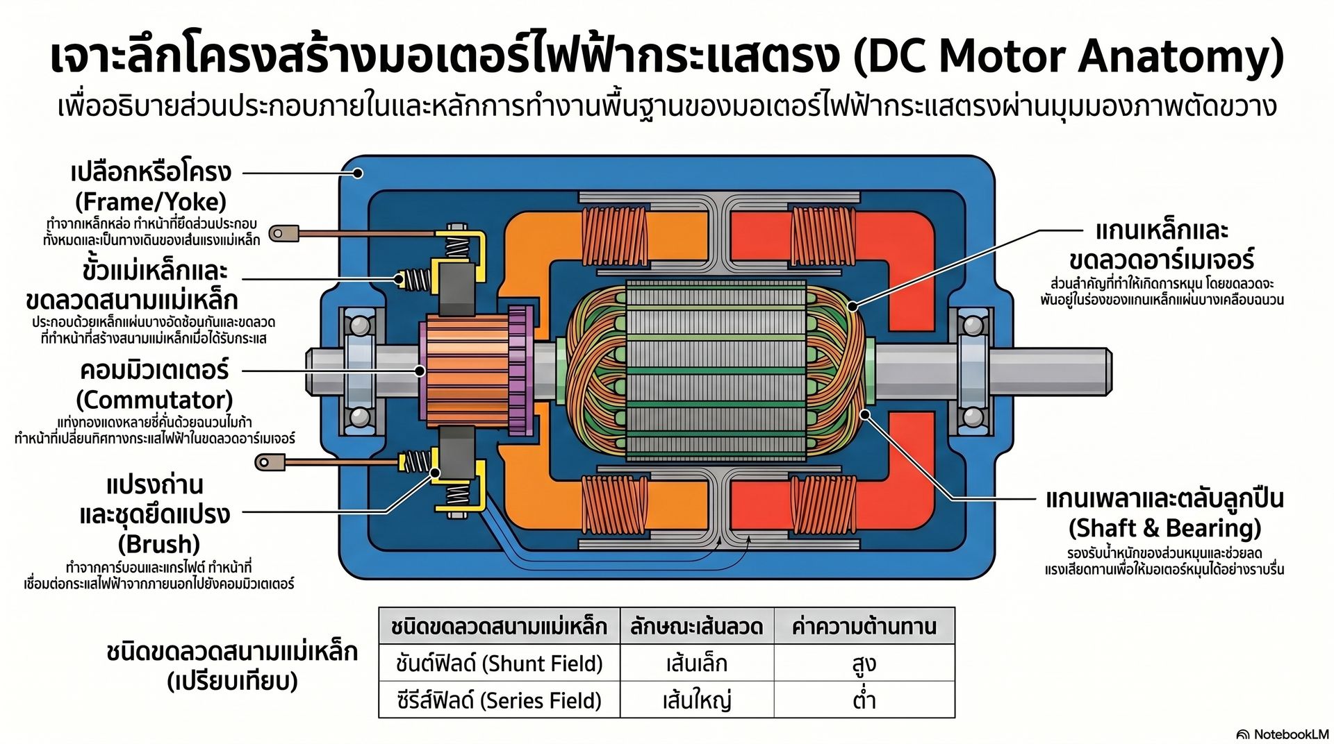 เจาะลึกโครงสร้างมอเตอร์ไฟฟ้ากระแสตรง