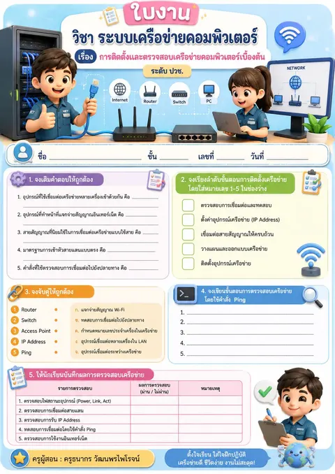 ใบงานระบบเครือข่ายคอมพิวเตอร์