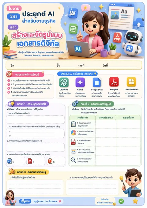 สร้างและจัดรูปแบบเอกสารดิจิทัล