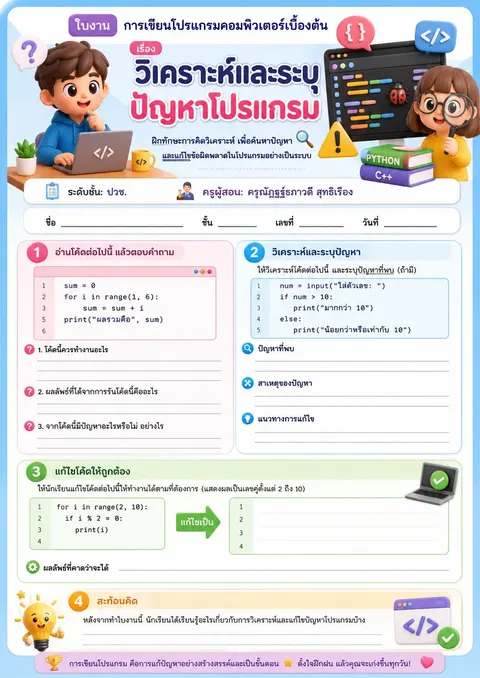 วิเคราะห์และระบุปัญหาโปรแกรม