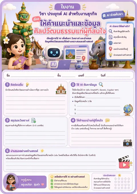 ให้คำแนะนำและข้อมูลศิลปวัฒนธรรมแก่ผู้ที่สนใจ
