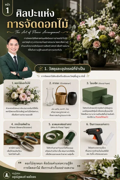 โมดูลที่ 1: การวางแผน เตรียม และจัดดอกไม้ด้วยเทคนิคลวด 