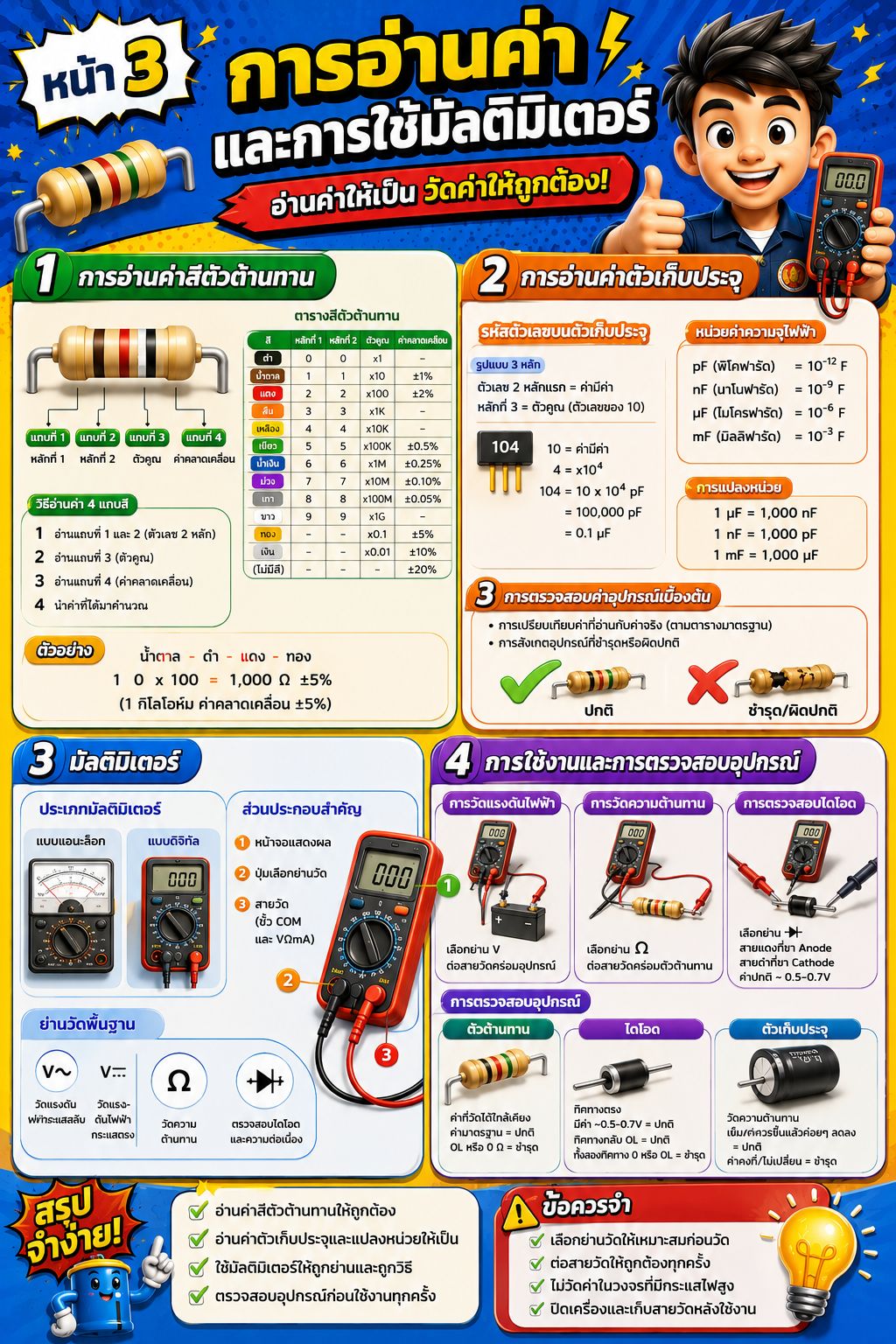 การอ่านค่าและการใช้มัลติมิเตอร์