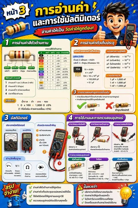 การอ่านค่าและการใช้มัลติมิเตอร์