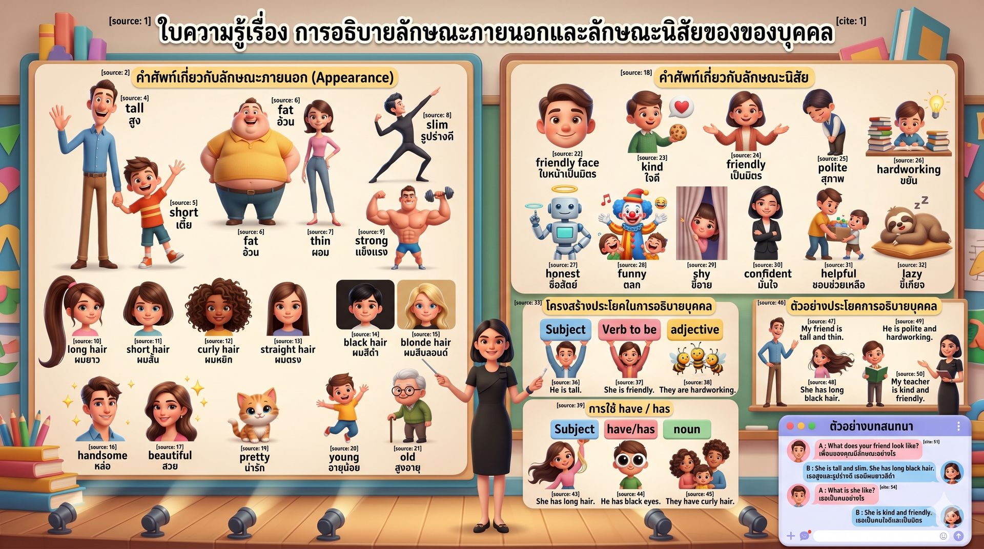 การอธิบายลักษณะภายนอกและลักษณะนิสัยของบุคคล