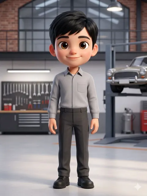 สำหรับสร้างรูปภาพการ์ตูนตัวเอง     เด็กผู้ชายหน้าตาดีสูงสไตล์การ์ตูน 3D แบบ chibi หัวปกติ ตัวพอดี น่ารักมาก ดวงตากลมโต  เป็นประกาย ผิวเนียน ผมสั้นต  เล็กน้อย ยิ้มหวาน ดูสดใสเป็นมิตร มีใบหน้าตามภาพอ้างอิง