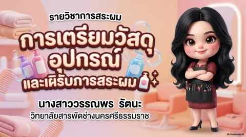 การเตรียมวัสดุ อุปกรณ์ และผลิตภัณฑ์สำหรับการสระผม