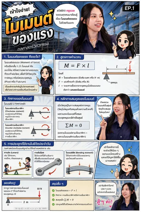 Infographic เรื่อง โมเมนต์ของแรง