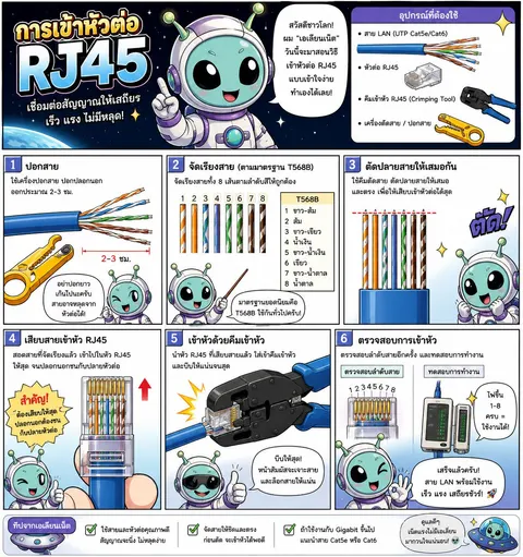 การเข้าหัวต่อ RJ45