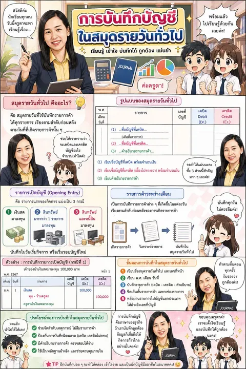 การบันทึกบัญชีในสมุดรายวันทั่วไป
