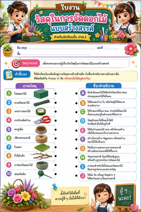 ใบงานการ การจัดดอกไม้สร้างสรรค์ที่ 1