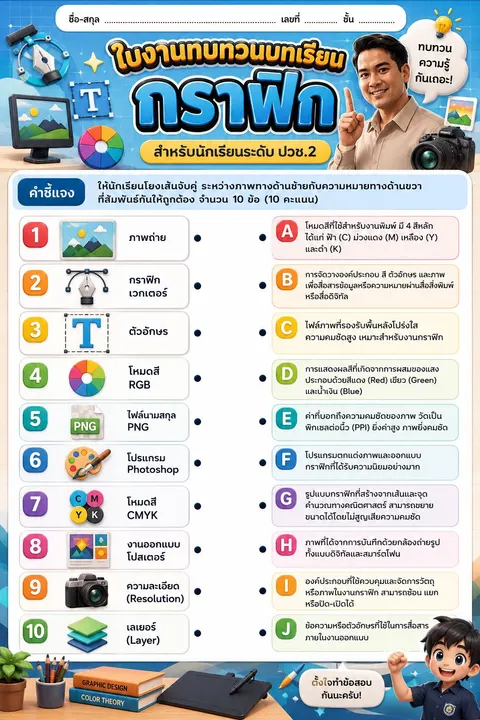 ใบงานการจับคู่เรื่องกราฟิก
