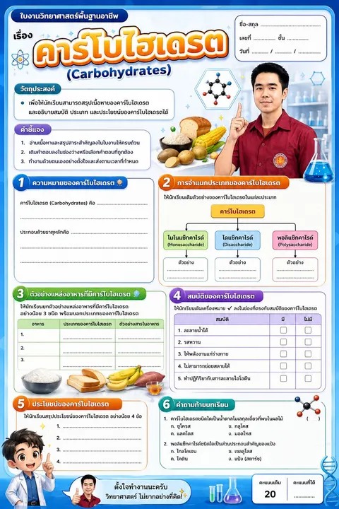 ใบงานเรื่อง คาร์โบไฮเดรต