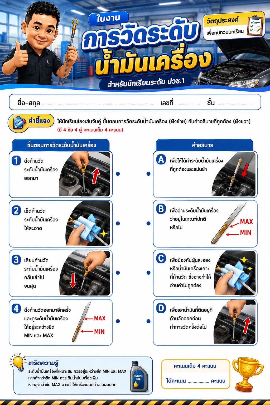 ใบงานวัดระดับน้ำมันเครื่อง