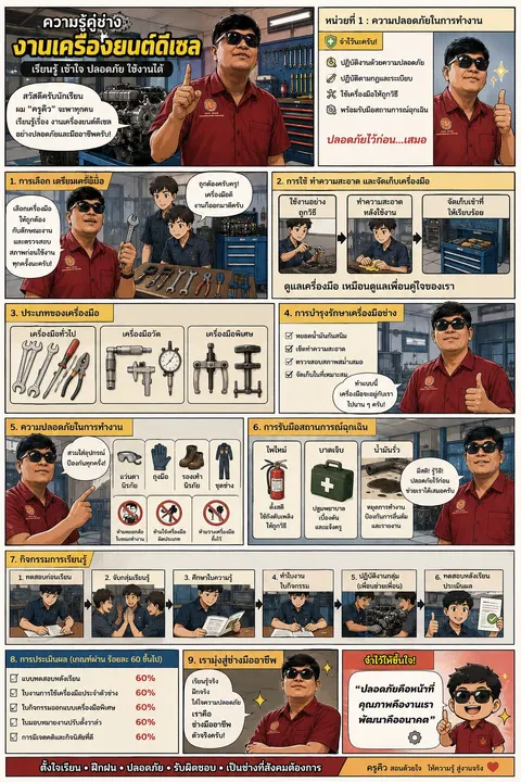 ความปลอดภัยในการทำงาน รายวิชา งานเครื่องยนต์ดีเซล