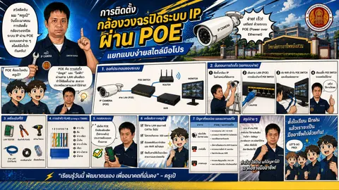 การติดตั้งกล้องวงจรปิดระบบ IP ผ่าน POE แยกแบบง่ายสไตล์มือโปร