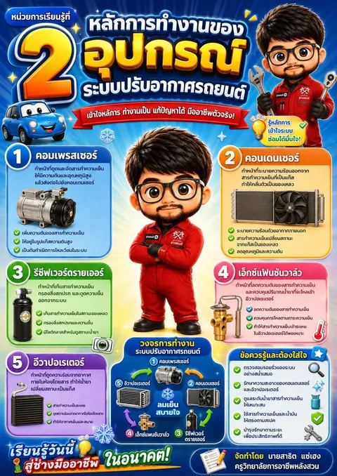 หลักการทํางานของอุปกรณ์ระบบปรับอากาศรถยนต์
