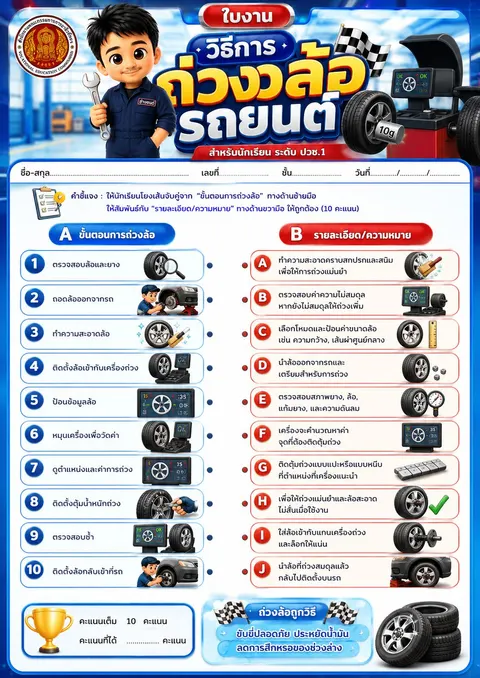 ใบงานวิธีการถ่วงล้อ