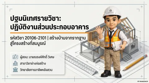 รายวิชา ปฏิบัติงานส่วนประกอบอาคาร