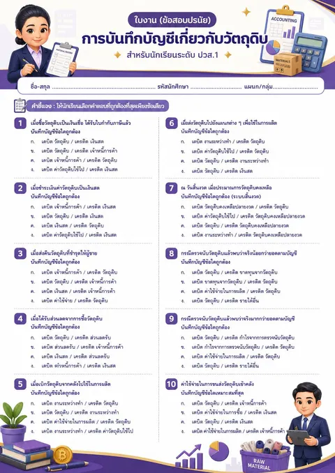 การบันทึกบัญชีเกี่ยวกับวัตถุดิบ