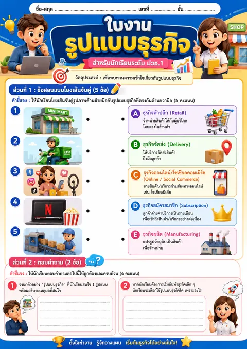 ใบความรู้ วิชา ธุรกิจเบื้องต้น