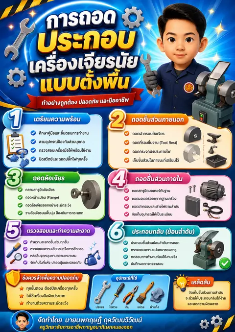 การถอดประกอบเครื่องเจียรนัยตั้งพื้น