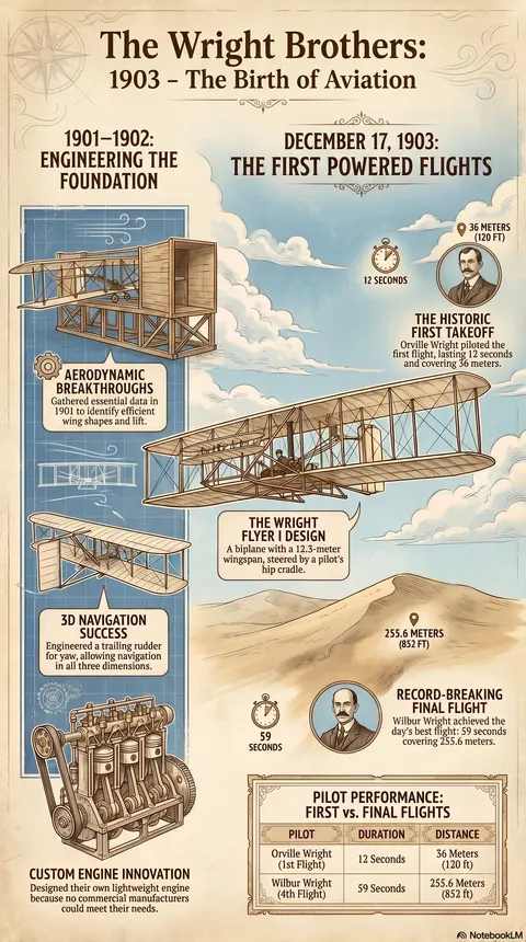 Infographic. The Wright Brothers Aviation History