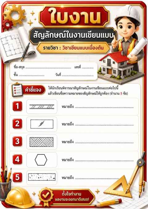ใบงานสัญลักษณ์ในงานเขียนแบบ