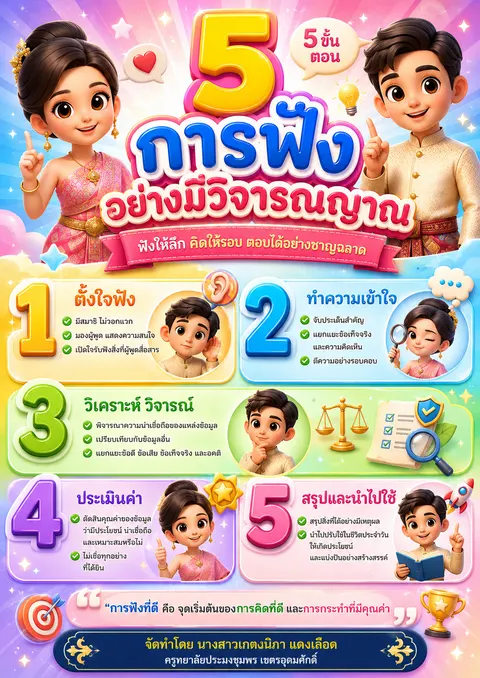อินโฟกราฟิก เรื่อง การฟังอย่างมีวิจารณญาณ