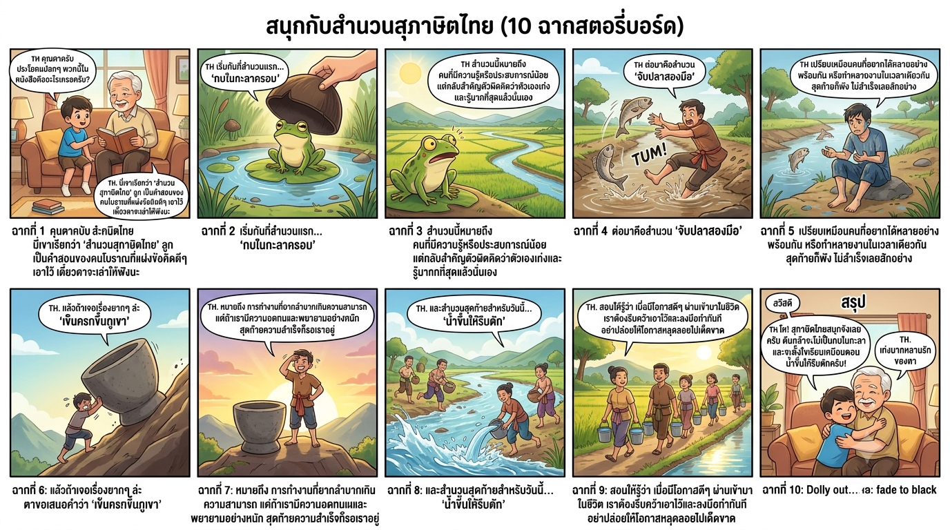สตอรี่บอร์ด เรื่อง สำนวนสุภาษิตไทย