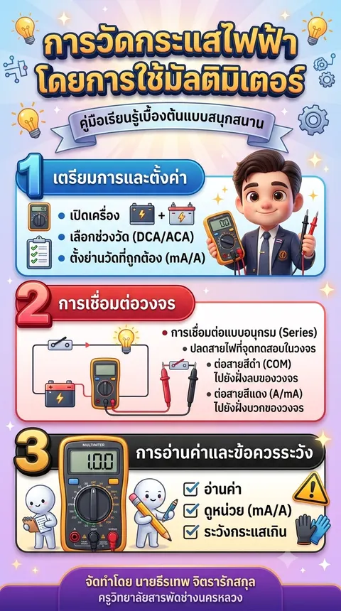 การวัดกระแสไฟฟ้าโดยการใช้มัลติมิเตอร์