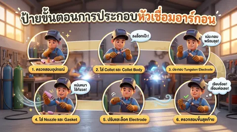 ขั้นตอนการประกอบหัวเชื่อมอาร์กอน