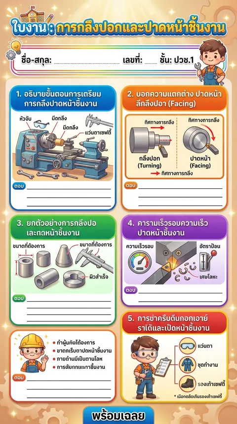 ใบงานเรื่องการกลึงปอกและกลึงปาดหน้า