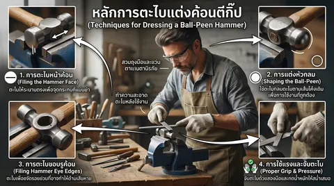 การตะไบแต่งค้อนตีกิ๊ป