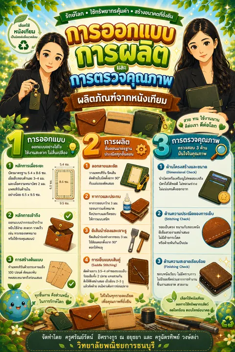 การออกแบบ การผลิต และการตรวจคุณภาพผลิตภัณฑ์จากหนังเทียม