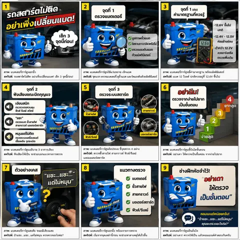 ภาพ storyboard 9 ช่อง ที่มีตัวละครหลักเป็นภาพที่แนบ