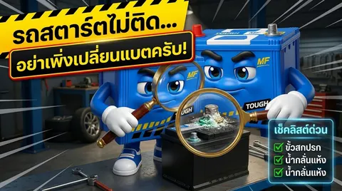 ปกคลิปรถสตาร์ตไม่ติด อย่าเพิ่งเปลี่ยนแบต!